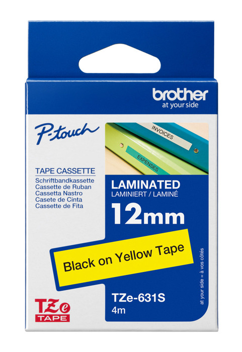 Brother TZe-631S-tape 12 mm x 4 meter sort/gul